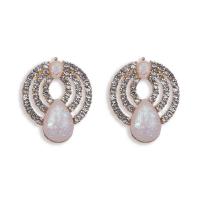 Boucle d'oreille strass, alliage de zinc, larme, Placage, bijoux de mode & pour femme & avec strass, plus de couleurs à choisir, protéger l'environnement, sans nickel, plomb et cadmium, 28x34mm, Vendu par paire