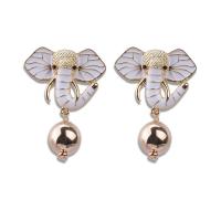 Zinc Alloy Drop Earrings Elephant gold color plated fashion jewelry & for woman & enamel nickel lead & cadmium free Sold By Pair