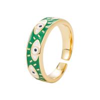 Bijoux Finger Evil Eye Anneau, laiton, Placage de couleur d'or, Réglable & pour femme & émail, plus de couleurs à choisir, 20mm, Vendu par PC