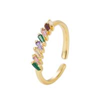 Cubic Zirconia Micro Pave Brass Ring gold color plated Adjustable & micro pave cubic zirconia & for woman multi-colored 20mm Sold By PC