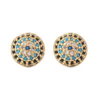 Evil Eye Earrings Brass gold color plated & micro pave cubic zirconia & for woman gold Sold By Pair