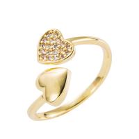 Cubic Zirconia Micro Pave Brass Ring gold color plated Adjustable & micro pave cubic zirconia & for woman 20mm Sold By PC