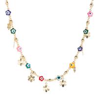 Collier Evil Eye bijoux, laiton, Placage de couleur d'or, styles différents pour le choix & pour femme & émail, multicolore, Longueur 46 cm, Vendu par PC