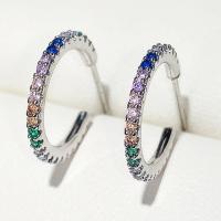 Befestiger Zirkonia Messing Ohrring, platiniert, Micro pave Zirkonia & für Frau, frei von Nickel, Blei & Kadmium, 15mm, verkauft von Paar