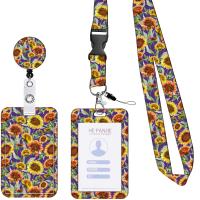 Poileistir Sealbhóir Cárta lanyard, le PVC plaisteach & ABS Plaisteacha, iniompartha & unisex & le patrún bláth, dathanna níos mó le haghaidh rogha, 450x20mm, Díolta De réir Socraigh