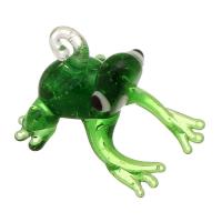 Mode Lampwork Pendants, Frog, DIY, grön, 17x19x14mm, Hål:Ca 2mm, 20PC/Bag, Säljs av Bag