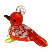 Fashion Lampwork Hangers, Vogel, DIY, rood, 30x25x12mm, Gat:Ca 2mm, 20pC's/Bag, Verkocht door Bag