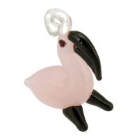 Fashion Lampwork Hangers, Vogel, DIY, roze, 22x25x11mm, Gat:Ca 2mm, 20pC's/Bag, Verkocht door Bag