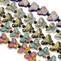 Abalorios de cerámica de la impresión, Porcelana, Mariposa, Bricolaje, más colores para la opción, 14x17x7mm, 20PCs/Bolsa, Vendido por Bolsa