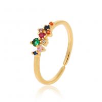 Cúbicos Circonia Micro Pave anillo de latón, metal, chapado en color dorado, Ajustable & micro arcilla de zirconia cúbica & para mujer, 20mm, agujero:aproximado 2.5mm, Vendido por UD