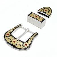 Zinc Alloy Belt Buckle plated three pieces & DIY & enamel nickel lead & cadmium free 38mm Sold By Set