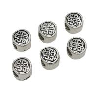 Zinc Alloy Spacer Kralen, Rond plat, antiek zilver plated, DIY, nikkel, lood en cadmium vrij, 10x8mm, Ca 100pC's/Bag, Verkocht door Bag