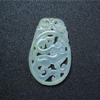 Pendentifs en jade, jade de nouvelle montagne, gravé, DIY, vert, 50x31x7mm, 2PC/sac, Vendu par sac