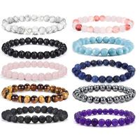 Pulseiras de pedras preciosas, Pedra natural, Roda, joias de moda & materiais diferentes para a escolha & unissex, Mais cores pare escolha, 8mm, comprimento Aprox 19 cm, vendido por PC