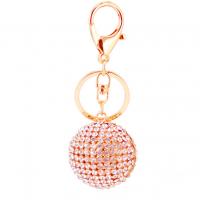 Key Chain, Zinc Alloy, Runde, guldfarve belagt, med rhinestone, gylden, nikkel, bly & cadmium fri, 106mm,41x37mm, Solgt af PC