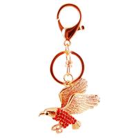 Key Chain, Zinc Alloy, Eagle, guldfarve belagt, med rhinestone, flere farver til valg, nikkel, bly & cadmium fri, 118mm,65x67mm, Solgt af PC