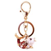 Key Chain, Cink Alloy, Riba, zlatna boja pozlaćen, emajl & s Rhinestone, više boja za izbor, nikal, olovo i kadmij besplatno, 103mm,56x45mm, Prodano By PC