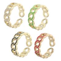 Messing Manchet Finger Ring, Donut, gold plated, mode sieraden & glazuur & hol, meer kleuren voor de keuze, nikkel, lood en cadmium vrij, 6mm, Maat:7, Verkocht door PC