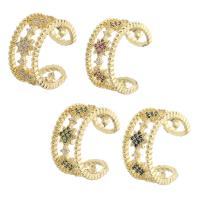 Cubi Circonia Micro Pave anello in ottone, Lettera C, placcato color oro, gioielli di moda & Micro spianare cubic zirconia, nessuno, assenza di nichel,piombo&cadmio, 9.50mm, Misura:6, Venduto da PC