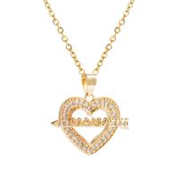 Cubic Zircon Micro Pave Brass Necklace gold color plated & micro pave cubic zirconia & for woman gold Length Approx 17.7 Inch Sold By PC