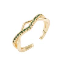 Cubique anneau en laiton Circonia Micro Pave, Placage de couleur d'or, Réglable & styles différents pour le choix & pavé de micro zircon & pour femme, vert, 20mm, Vendu par PC