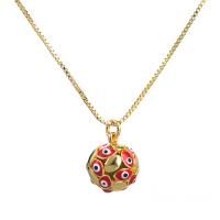 Collier Evil Eye bijoux, laiton, Placage de couleur d'or, pour femme & émail, plus de couleurs à choisir, 15mm, Longueur Environ 17.7 pouce, Vendu par PC