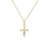 Cubic Zircon Micro Pave Brass Necklace Cross real gold plated micro pave cubic zirconia & for woman Length Approx 19.68 Inch Sold By PC