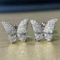 Befestiger Zirkonia Messing Ohrring, Schmetterling, plattiert, Micro pave Zirkonia & für Frau, keine, frei von Nickel, Blei & Kadmium, 11.50mm, verkauft von Paar