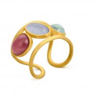 Bague en résine, laiton, avec résine, Placage de couleur d'or, réglable & pour femme, plus de couleurs à choisir, Taille:6-8, Vendu par PC