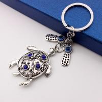 Key Chain, Zinc Alloy, med Glas, Turtle, antik sølv farve forgyldt, folk stil & Unisex, 118mm, Solgt af PC