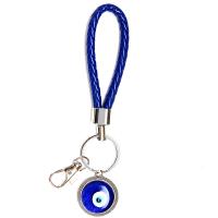 Raktų pakabukas, Stiklas, su PU & Cinko lydinys, Evil Eye, padengtą, liaudies stiliumi & unisex, 160mm, Pardavė PC