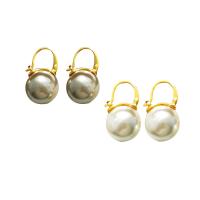 Glass Pearl Earring Brass with Glass Pearl real gold plated fashion jewelry & for woman nickel lead & cadmium free Sold By Pair