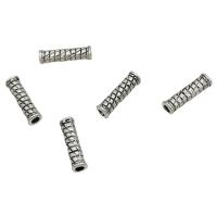 Perles tubes en alliage de zinc, pilier, Plaqué de couleur d'argent, DIY, protéger l'environnement, sans nickel, plomb et cadmium, 4x14mm, Environ 100PC/sac, Vendu par sac