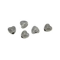 Perles coeur en alliage de zinc, Plaqué de couleur d'argent, DIY, protéger l'environnement, sans nickel, plomb et cadmium, 6x6mm, Environ 100PC/sac, Vendu par sac