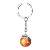 Key Chain, Zinc Alloy, med Glasperler, Runde, sølvfarvet forgyldt, Unisex & luminated, flere farver til valg, nikkel, bly & cadmium fri, 23x83mm, Solgt af PC