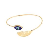 Evil Eye sieraden Armband, Zinc Alloy, Veer, gold plated, vervormbare & voor vrouw & glazuur, blauw, nikkel, lood en cadmium vrij, inner diameter: 80~100mm, Verkocht door PC