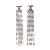 Fashion Fringe Oorbellen, Zinc Alloy, silver plated, mode sieraden & voor vrouw & met strass, zilver, nikkel, lood en cadmium vrij, 12x94mm, Verkocht door pair