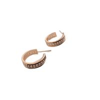 Befestiger Zirkonia Messing Ohrring, Buchstabe C, Rósegold-Farbe plattiert, Modeschmuck & Micro pave Zirkonia & für Frau, Roségold, frei von Nickel, Blei & Kadmium, 18.50x18.20mm, verkauft von Paar