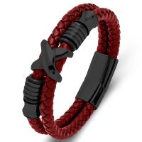 PU cavo bracciali, with 316L acciaio inox, Lettera X, Doppio strato & gioielli di moda & lunghezza differente per scelta & unisex, nessuno, 12mm, Venduto da PC