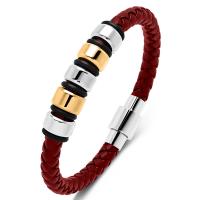 PU leder koord armbanden, met 316L roestvrij staal, mode sieraden & verschillende lengte voor keuze & voor de mens, meer kleuren voor de keuze, 6mm, Verkocht door PC