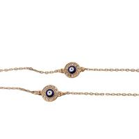 Evil Eye Smycken Armband, Zink Alloy, med Harts, 14K guldpläterad, Unisex & med strass, Längd Ca 6.3 inch, Säljs av PC