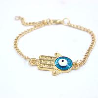 Evil Eye Schmuck Armband, Zinklegierung, Evil Eye Hamsa, goldfarben plattiert, für Frau & Epoxy Aufkleber, frei von Nickel, Blei & Kadmium, Länge ca. 7-7.9 ZollInch, verkauft von PC