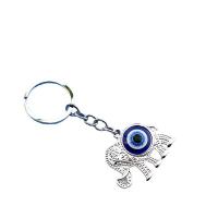 Key Chain, Zinc Alloy, med Akryl, sølvfarvet forgyldt, Bærbare & onde øje mønster, flere farver til valg, 135mm, Solgt af PC