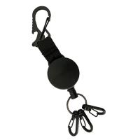 ABS Plaisteacha Eochair Clasp, le Tíogair Wire Tail, unisex & retractable, dubh, 185x40mm, Díolta De réir PC