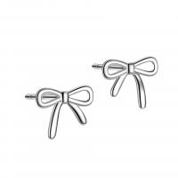 Sterling Silver Κοσμήματα Σκουλαρίκι, 925 Sterling Silver, Bowknot, χρώμα επιπλατινωμένα, για τη γυναίκα, 7.40x6.40mm, Sold Με Ζεύγος