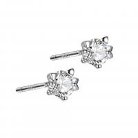 Cubic Zirconia micro pavimenta Sterling Silver Earring, 925 argento sterlina, placcato color platino, Micro spianare cubic zirconia & per la donna, 6.60mm, Venduto da coppia