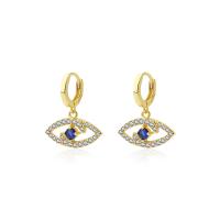 Boucles d'oreilles Mal Eye, argent sterling 925, œil, Placage de couleur d'or, pour femme, 15.80x18.80mm, Vendu par paire