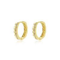 925 Sterling Zilveren Hoop Oorbellen, gold plated, micro pave zirconia & voor vrouw, 14.50x13.70mm, Binnendiameter:Ca 11mm, Verkocht door pair