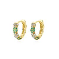 Sterling zilveren oorringen met micro-paved kubieke zirconia's, 925 Sterling Zilver, gold plated, micro pave zirconia & voor vrouw, 14x12.50mm, Verkocht door pair