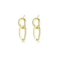 925 Sterling Silver Drop & Dangle Oorbellen, 925 Sterling Zilver, gold plated, voor vrouw, 10.60x28mm, Verkocht door pair